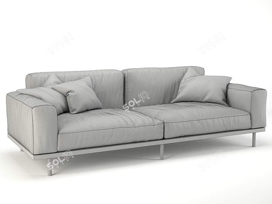 Elegant Naviglio Velvet Sofa 3D model image 3