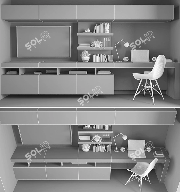 Multifunctional TV Stand Set with Workspace 3D model image 3