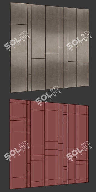 Title: Contemporary Velvet Wall Panel with Copper Trim 3D model image 2