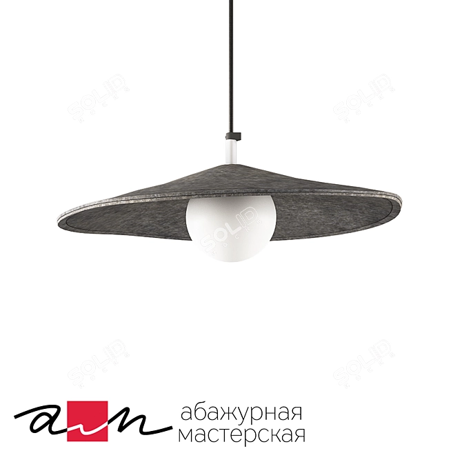 "Om" Non La Ceiling Lamp (Grey Felt) 3D model image 1