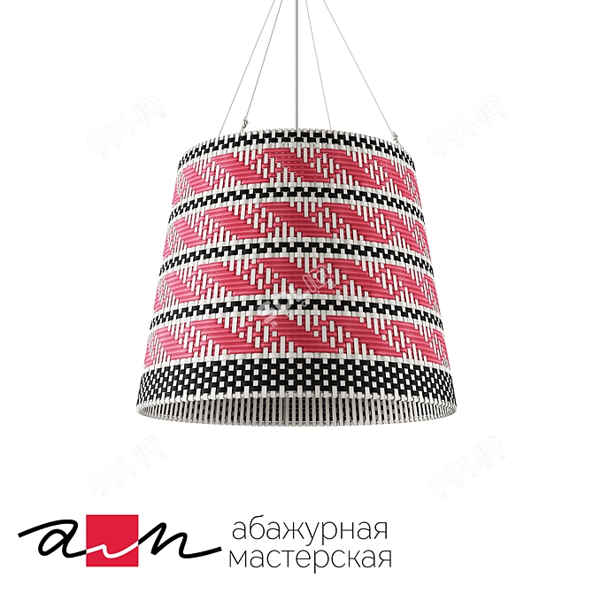 Rotang Red-Black Ceiling Lamp 3D model image 1