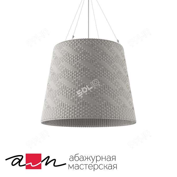 Rotang Red-Black Ceiling Lamp 3D model image 2