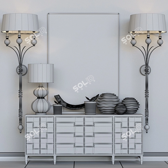 Elegant Chest of Drawers with Lamps 3D model image 2