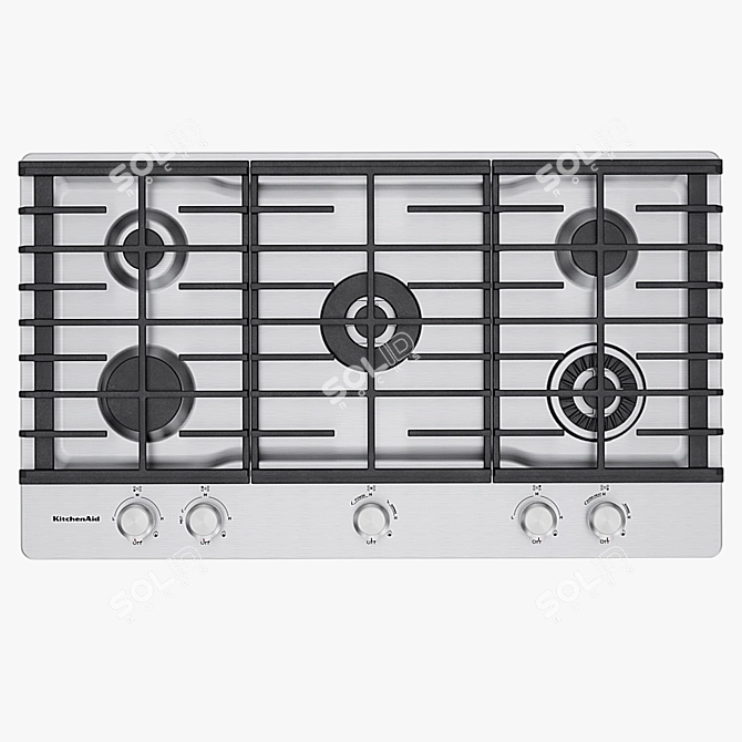 5-Burner Gas Cooktop with Griddle - Kitchenaid 3D model image 1