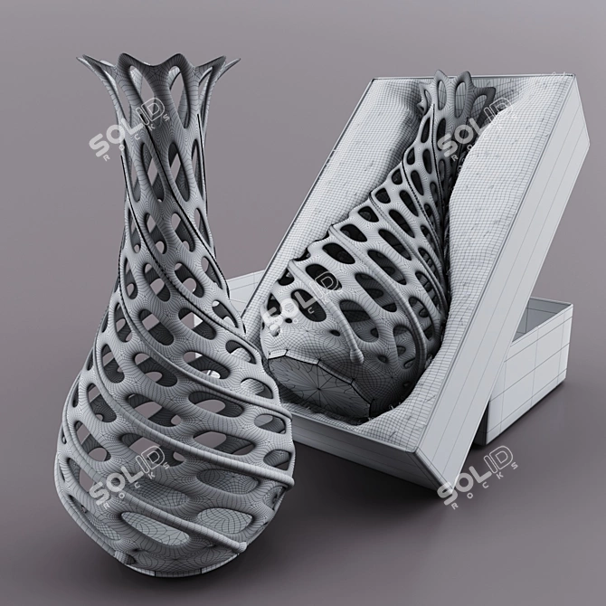 Designer Turquoise Glass Vase 3D model image 3