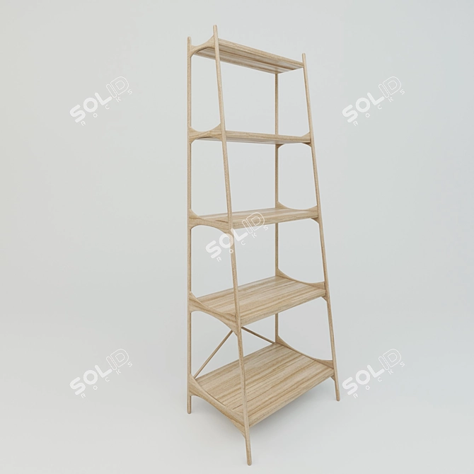 Sleek Walnut Wood Bookcase 3D model image 1