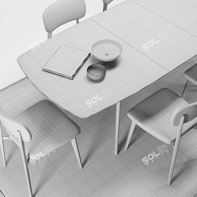 Elegant Cream Table Set 3D model image 2