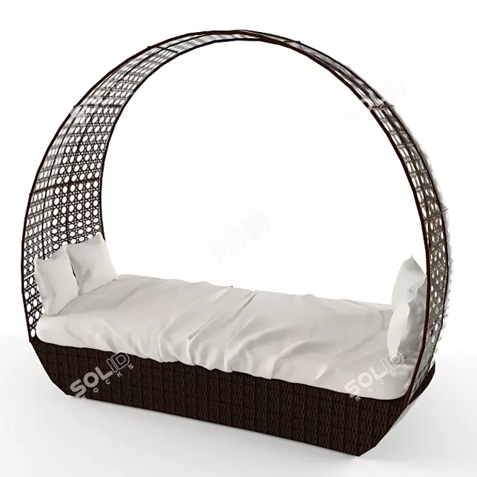 Braided Rattan Sofa-Chaise: KM 0205 3D model image 1