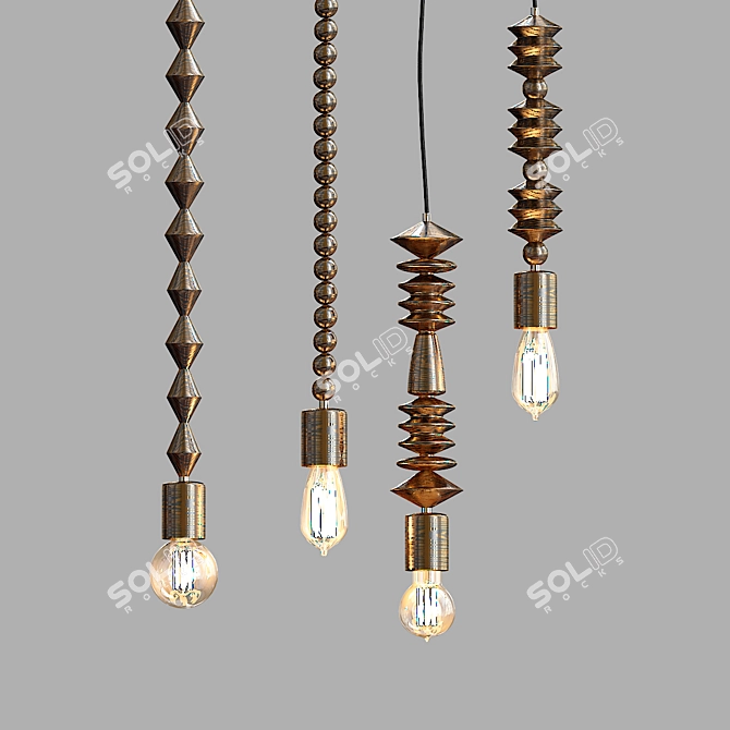 Radiant Glow Wooden Lamps 3D model image 1