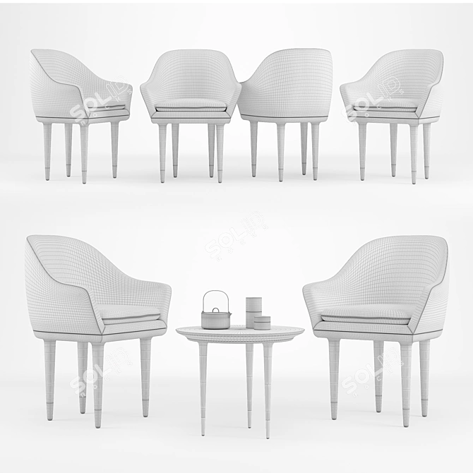 Stellar Works Lunar Dining Chair Set 3D model image 2