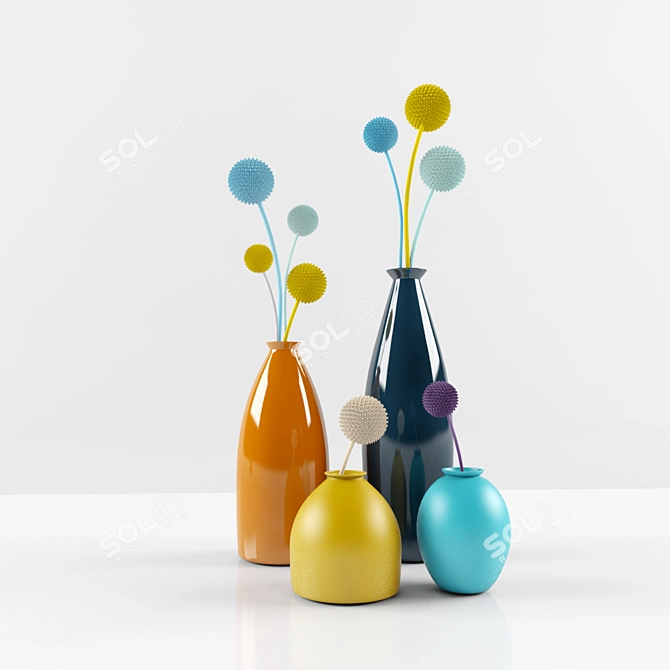Colorful 3D Flower Vase 3D model image 1