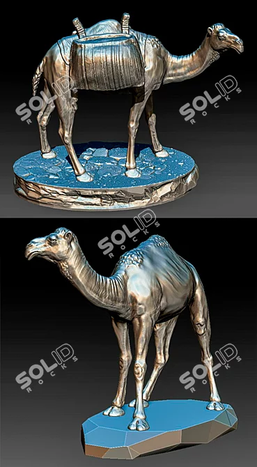 Central Asian Bactrian Camel Sculpture 3D model image 2