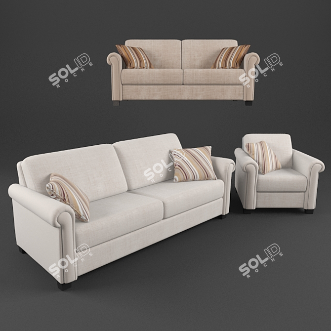 Modern Comfort Sofa 3D model image 1