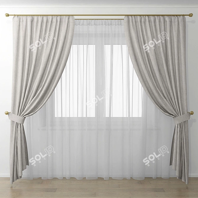 Elegant Window Curtains 3D model image 1