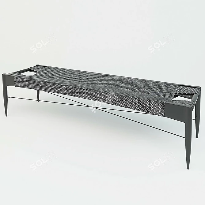 Sleek Black Bench 3D model image 1