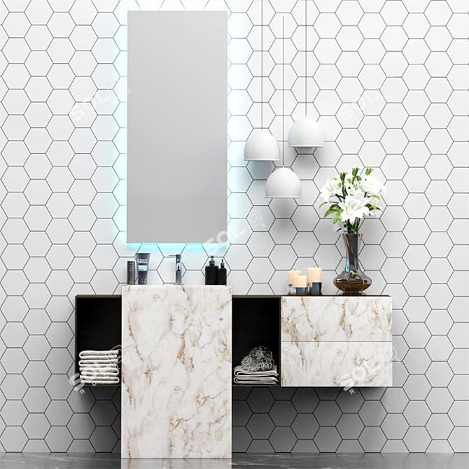 Elegant Bathroom Vanity Set 3D model image 1