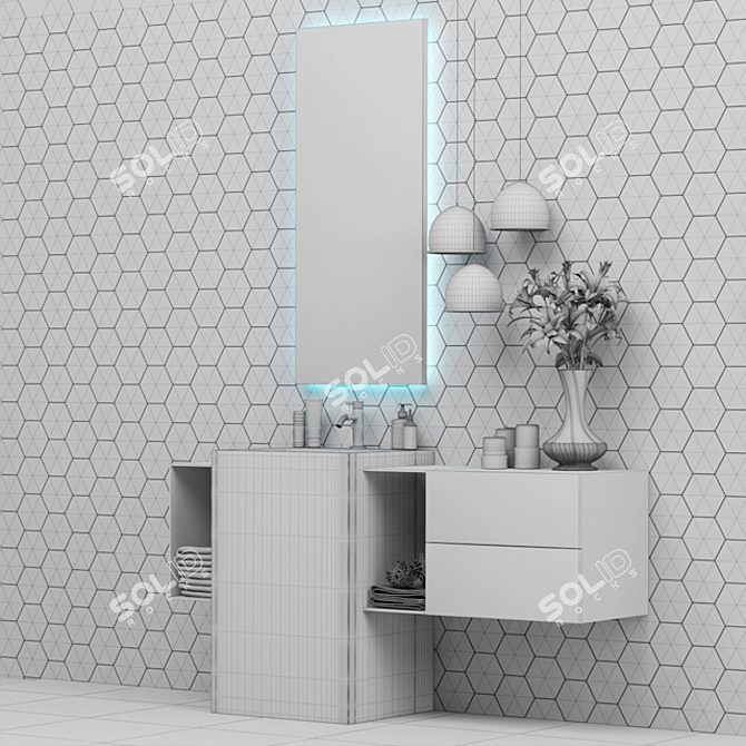 Elegant Bathroom Vanity Set 3D model image 3