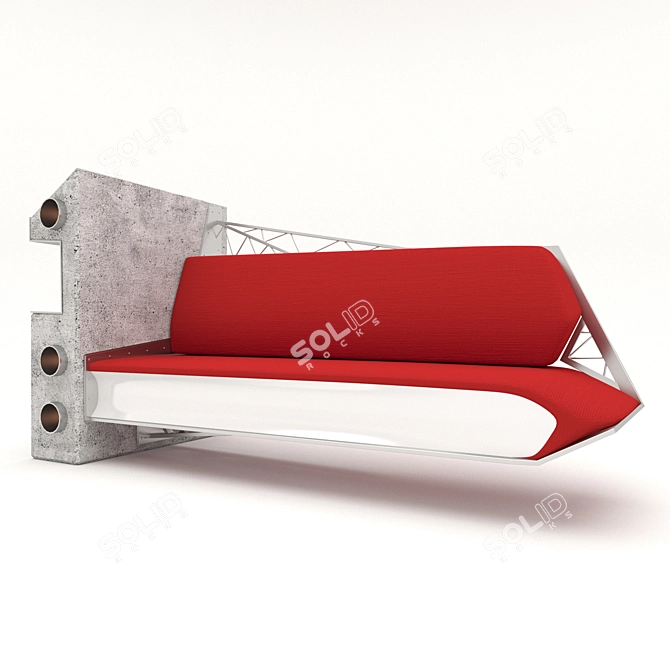T-Shaped Single-Leg Sofa 3D model image 1