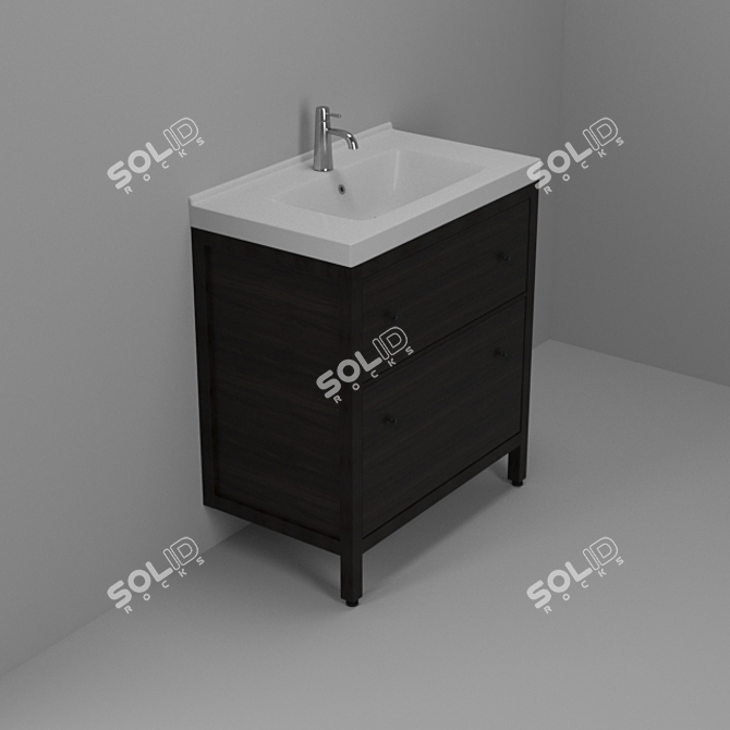 Product Title: Sleek Wash Basin Set 3D model image 1