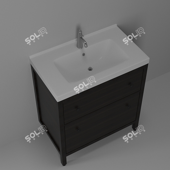 Product Title: Sleek Wash Basin Set 3D model image 2