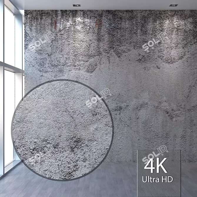 Seamless 4K Concrete Wall Texture 3D model image 1