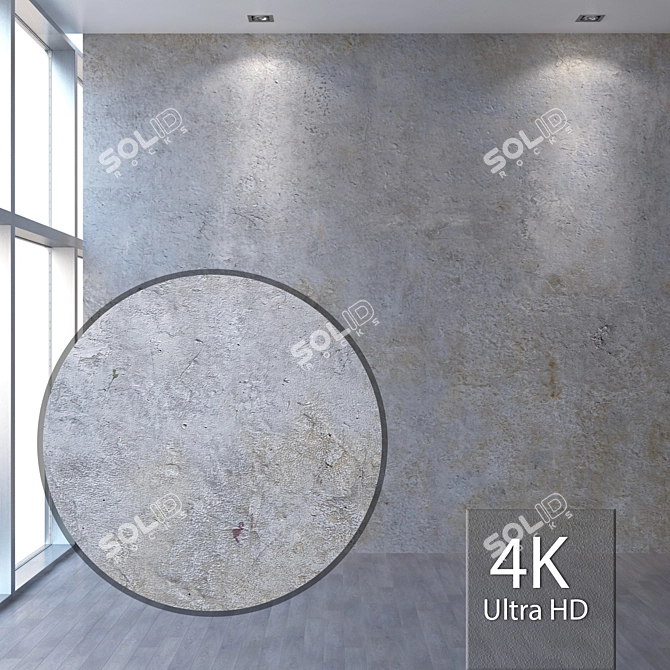 Seamless 4K Concrete Wall 3D model image 1