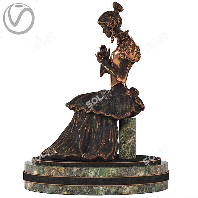 Bronze Lady Sculpture 3D model image 1