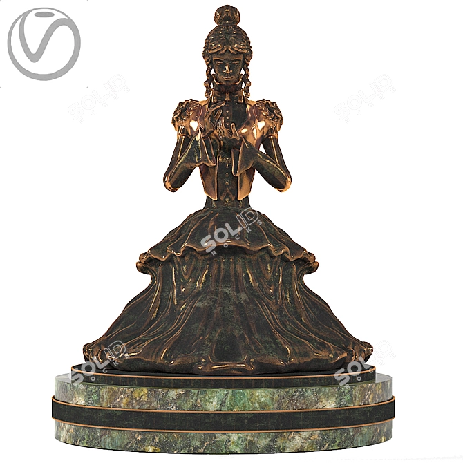 Bronze Lady Sculpture 3D model image 2