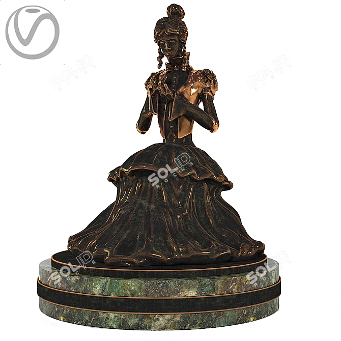 Bronze Lady Sculpture 3D model image 3