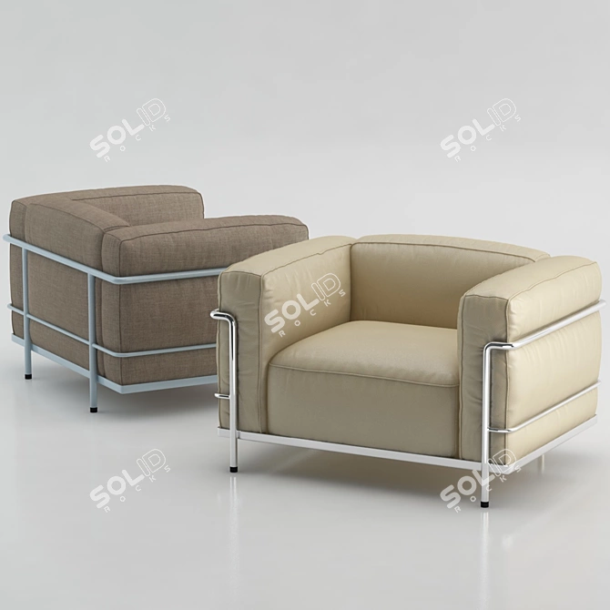 Modern 3-Seat Cassina LC3 3D model image 1