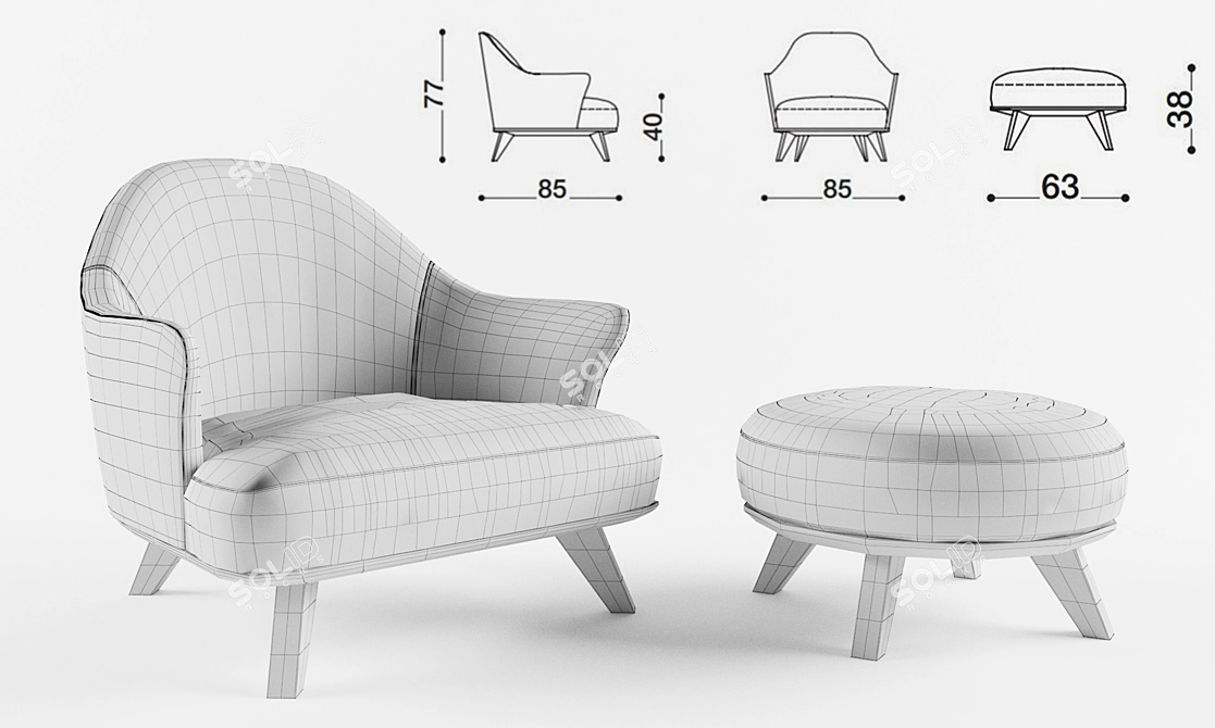 Elegant Desiree Alasia Chair 3D model image 3