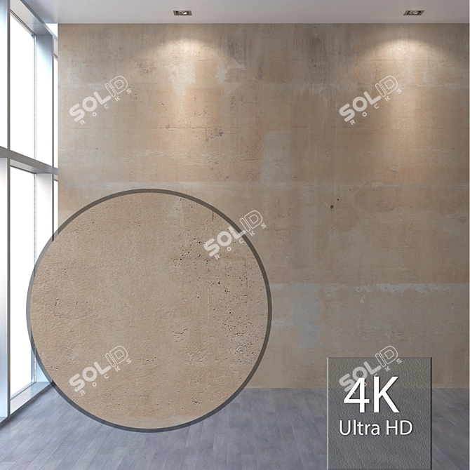 Seamless 4K Concrete Wall Texture 3D model image 1