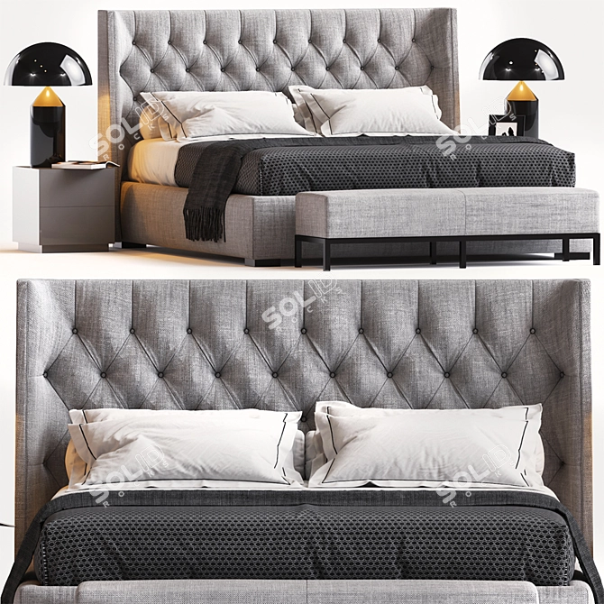 Elegant Bed by Meridiani 3D model image 1