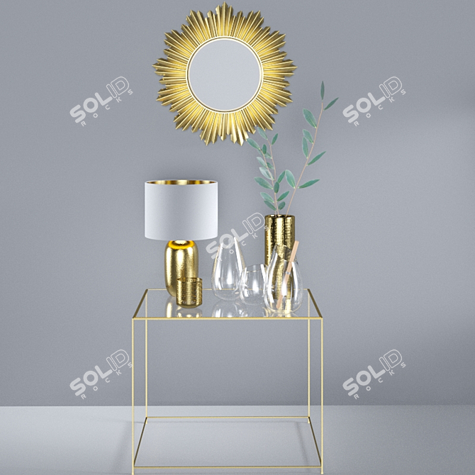 Golden Home Decor Set 3D model image 1