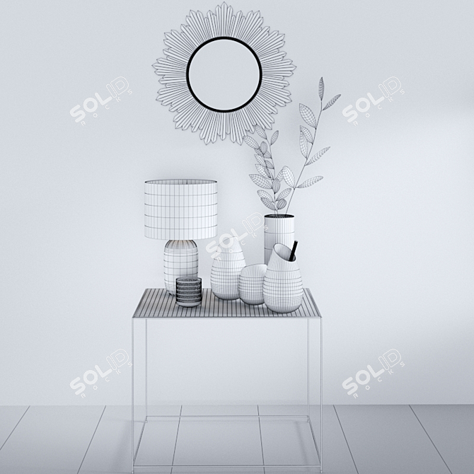 Golden Home Decor Set 3D model image 2