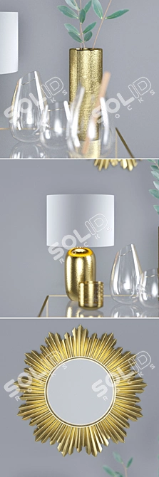 Golden Home Decor Set 3D model image 3