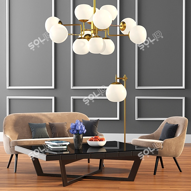 375 Walter Knoll Sofa & Arm Chairs Set - Maytoni Erich Light 3D model image 1