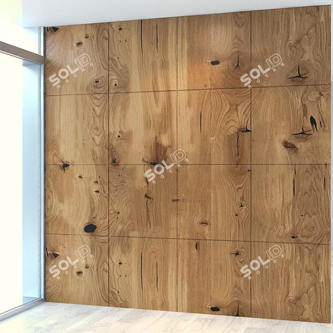 Title: Versatile Wood Panel for Seamless Interior Design 3D model image 1