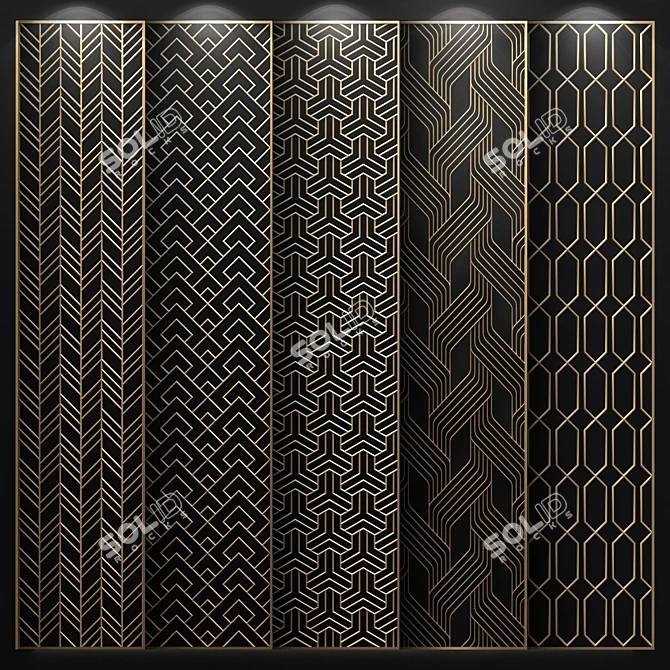 Brass Geometric Decorative Partition 3D model image 1