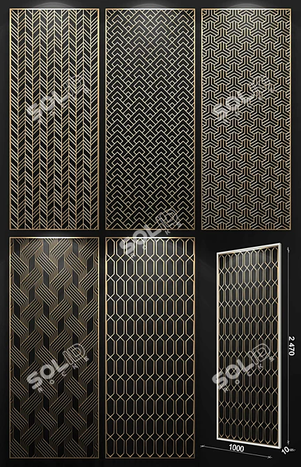 Brass Geometric Decorative Partition 3D model image 2