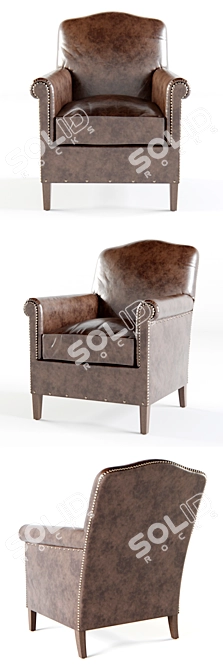 Vintage French Leather Club Chair 3D model image 2