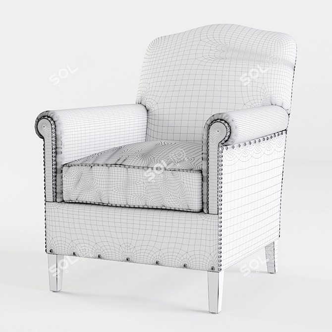 Vintage French Leather Club Chair 3D model image 3