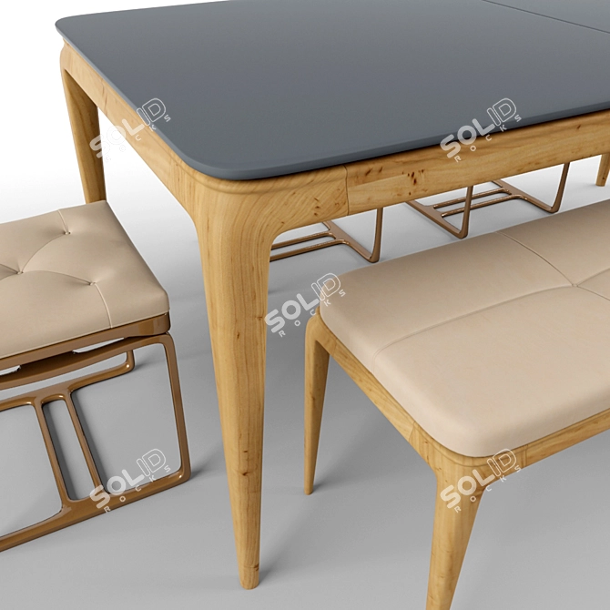 Modern Table Chair Set 3D model image 2