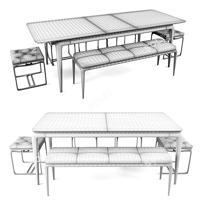 Modern Table Chair Set 3D model image 3