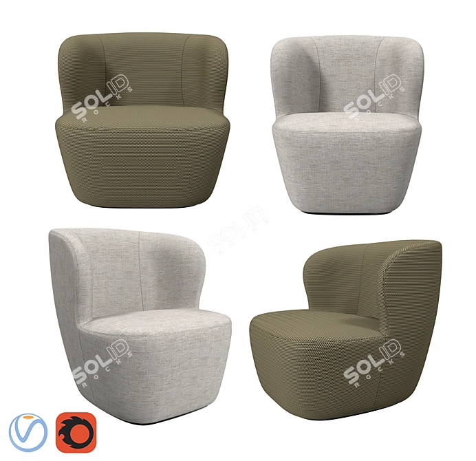 Gubi Stay Lounge: Elegant Comfort in Two Sizes 3D model image 1