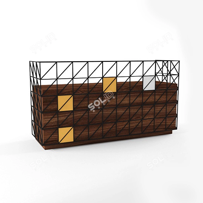 Modern Wood and Metal Reception Table 3D model image 1