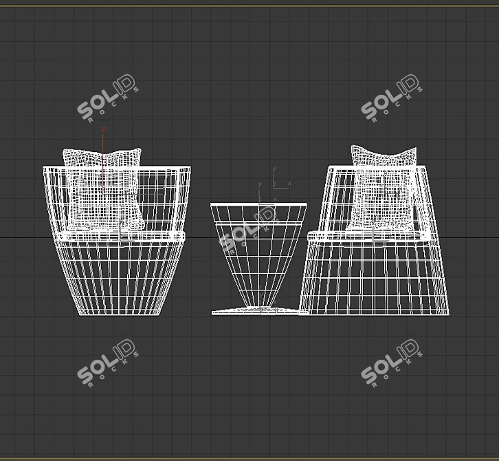 White Rattan Outdoor Furniture Set 3D model image 2