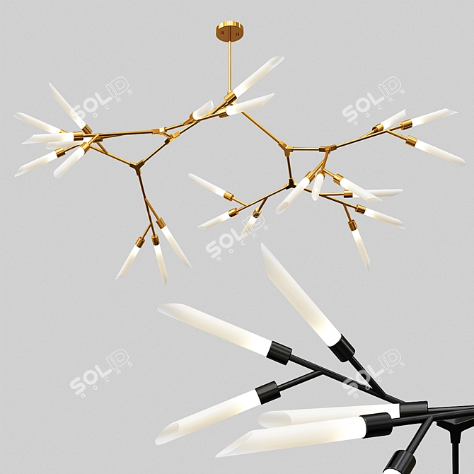 Sleek LED Nordic Chandelier 3D model image 1