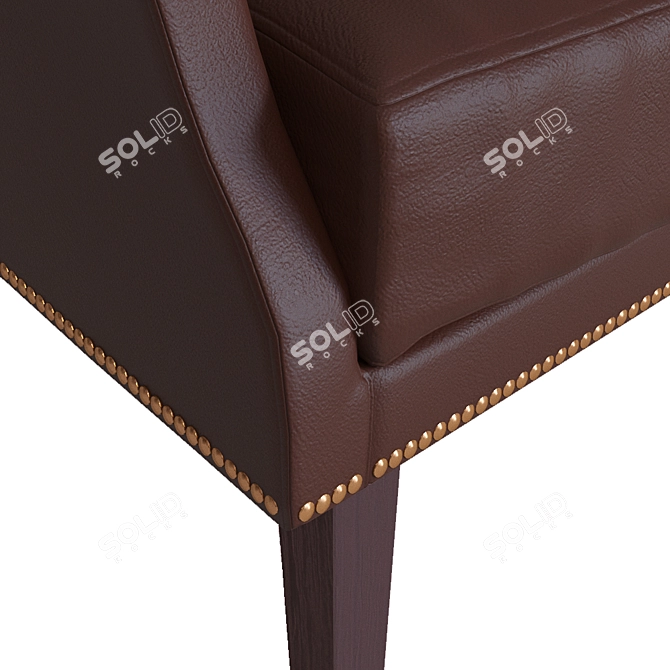 Modern Wingback Chair with Nailheads 3D model image 2
