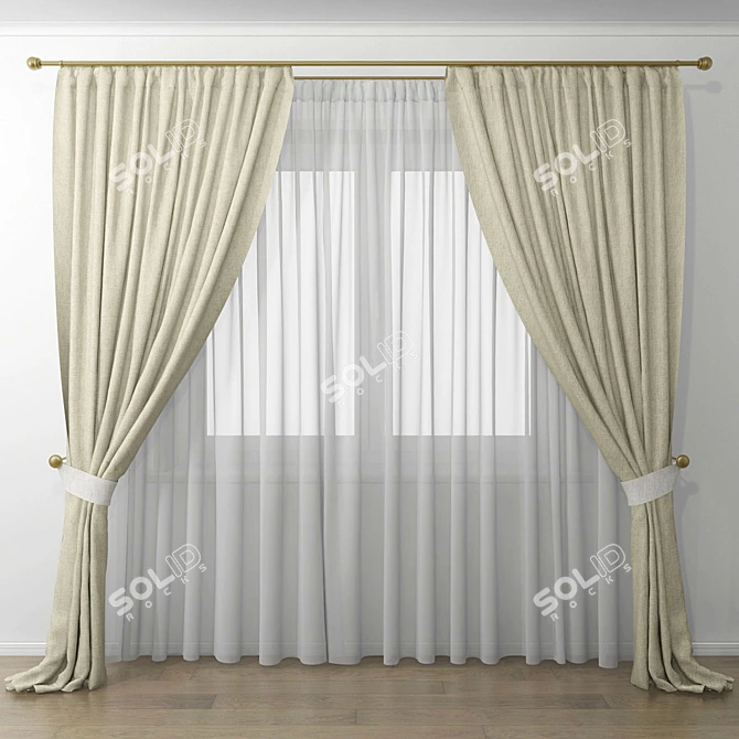 Title: Elegant Drapery Collection 3D model image 1